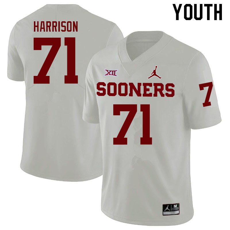 Youth #71 Anton Harrison Oklahoma Sooners College Football Jerseys Sale-White - Click Image to Close